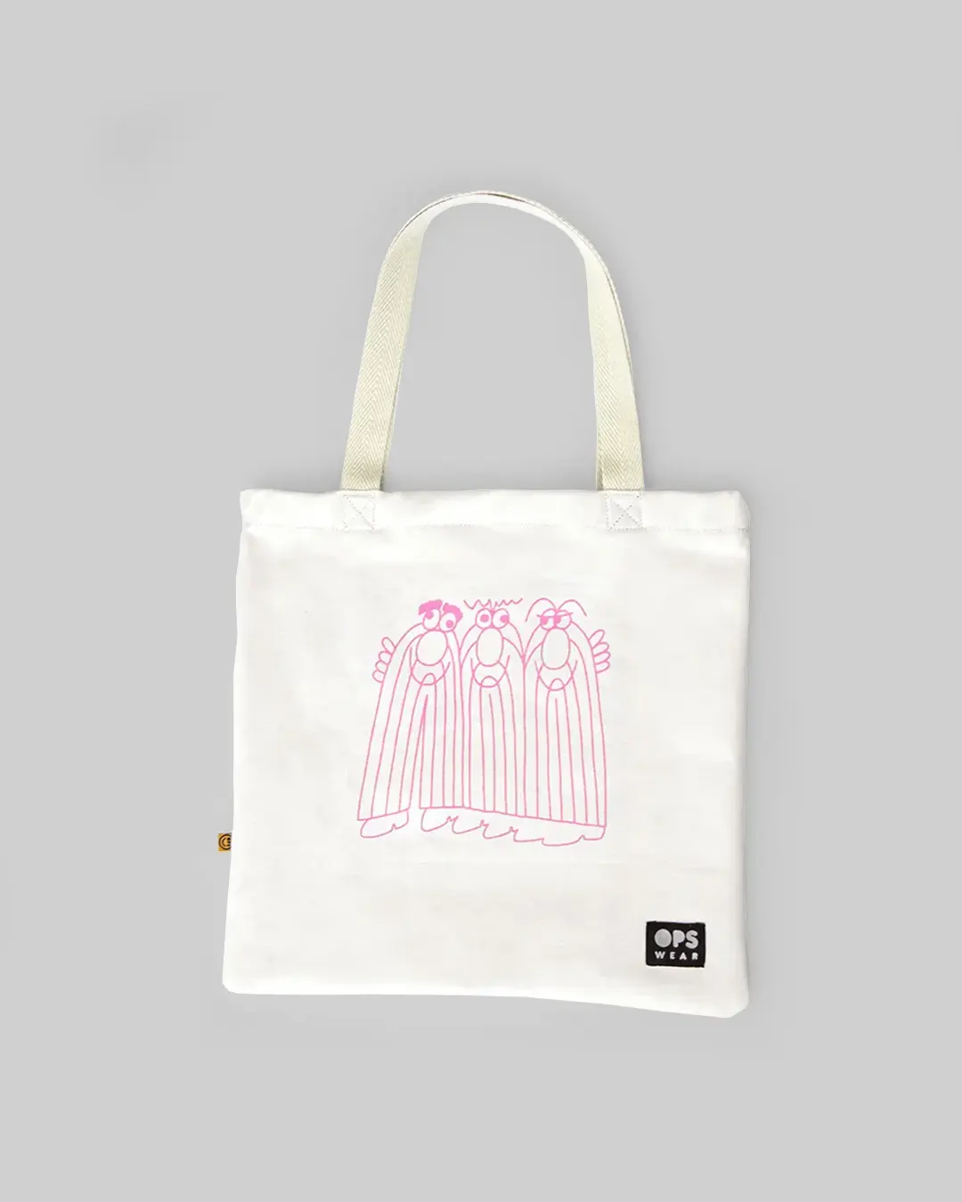 tote bag trimarchi estampado rosa ilustracion angela kirkwood colaboración gabardina crudo