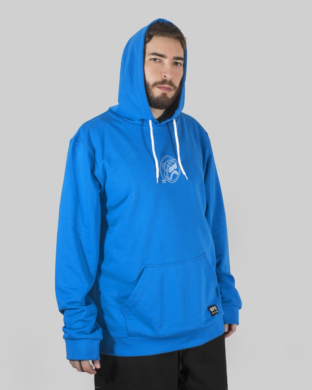 buzo blueprint espalda azul capucha hoodie diseño croquis oversize regular fit