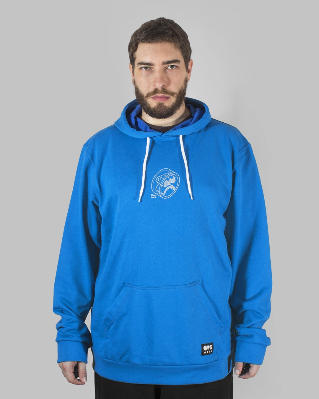 buzo blueprint espalda azul capucha hoodie diseño croquis oversize regular fit